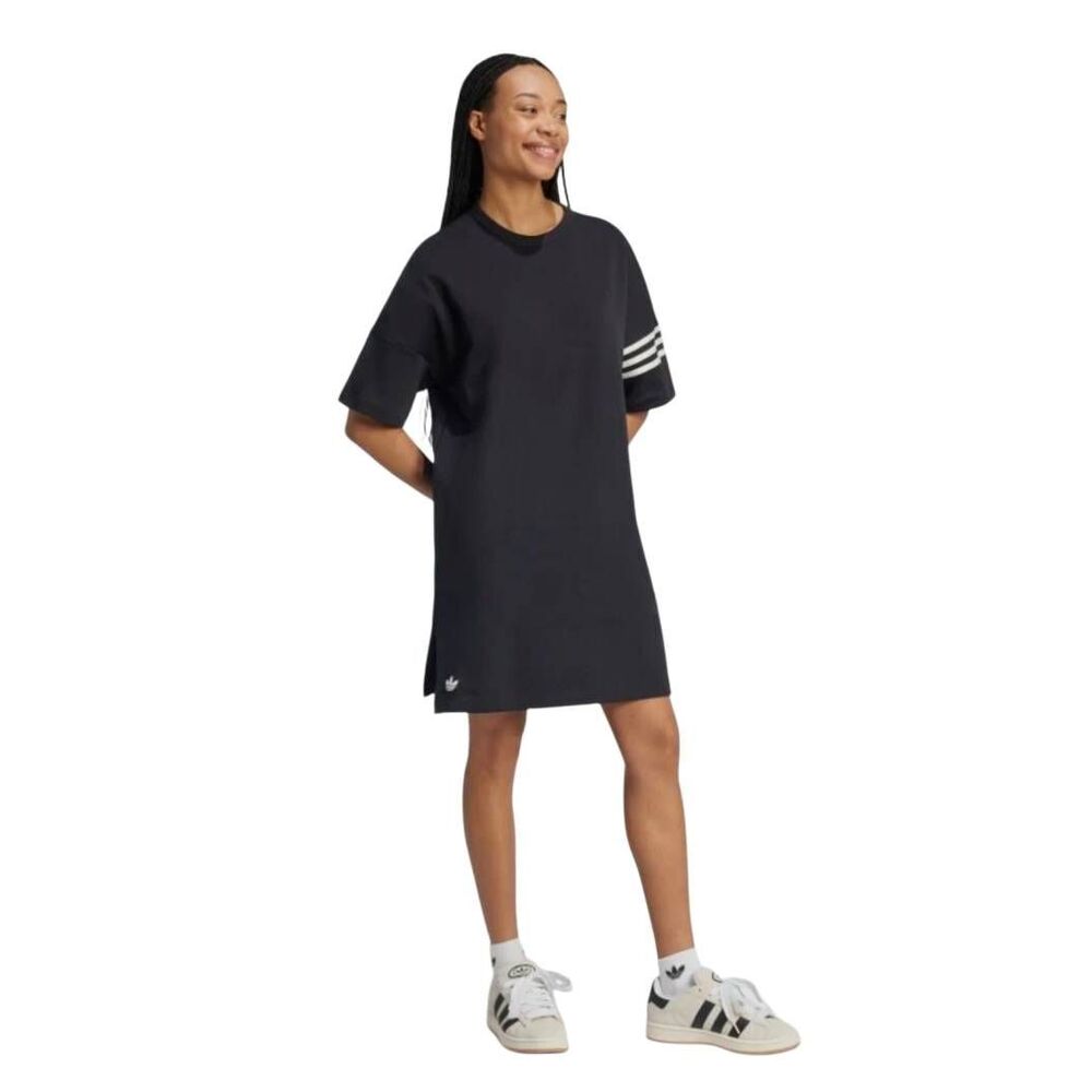 Adidas Originals Neuclassics Tee Dress Black 3-Stripe Loose Fit Size Medium NEW